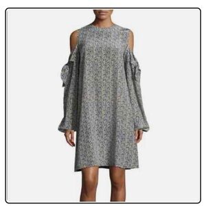 Robert Rodriguez Carmen Ruched Cold Shoulder Floral Mini Dress
